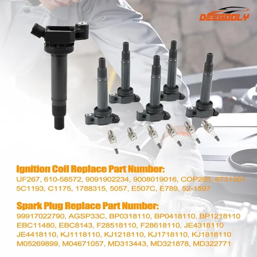 Miniatura 3 de Paquete de 6 bobinas de encendido UF267 y bujía de iridio compatible con Lexus ES300 RX300, para Toyota Camry Sienna Avalon Highlander 1999-2006