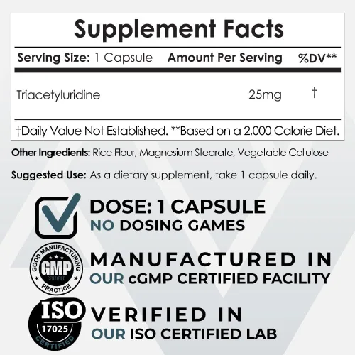 Miniatura 2 de Nootropics Depot Cápsulas Tau de triacetiluridina 25 mg Promueve el bienestar Mejora la salud cognitiva Promueve niveles de estrés