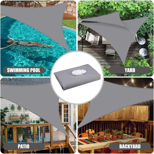 Miniatura 7 de Neween Toldo tipo vela triangular de 6 pies 7 pulgadas x 6 pies 7 pulgadas x 6 pies 7 pulgadas, impermeable, para patio, terraza, pérgola, para Gris
