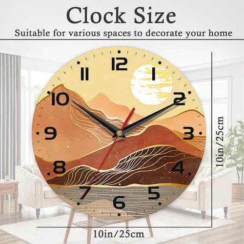 Miniatura 2 de Reloj de pared, 10 pulgadas, silencioso, sin tictac, decoración de cocina para el hogar, funciona con pilas, para baño, dormitorio, sala de estar