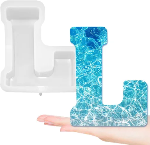 Moldes de letras grandes de 7 pulgadas para resina, molde de fundición de epoxi del alfabeto mayúscula 3D de la A a la Z, molde de vela de silicona