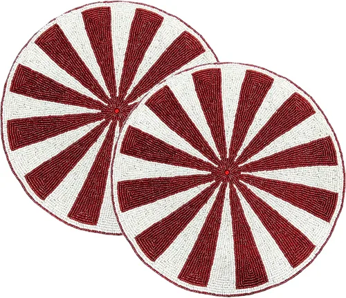Miniatura 19 de Manteles individuales de 13 pulgadas con cuentas redondas para mesa de comedor - Manteles decorativos con cuentas de vidrio y respaldo de algodón