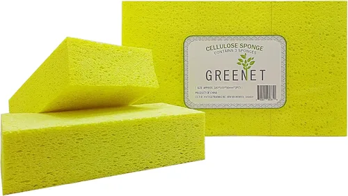 Miniatura 4 de Esponjas de limpieza grandes de celulosa natural (paquete de 3) – biodegradables, absorbentes, multiusos para cocina, coche y hogar