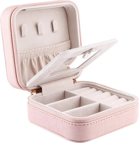 Miniatura 3 de Duomiila - Caja de joyería pequeña, mini organizador de viaje portátil, para anillos, aretes, collares. Un regalo para niñas y mujeres