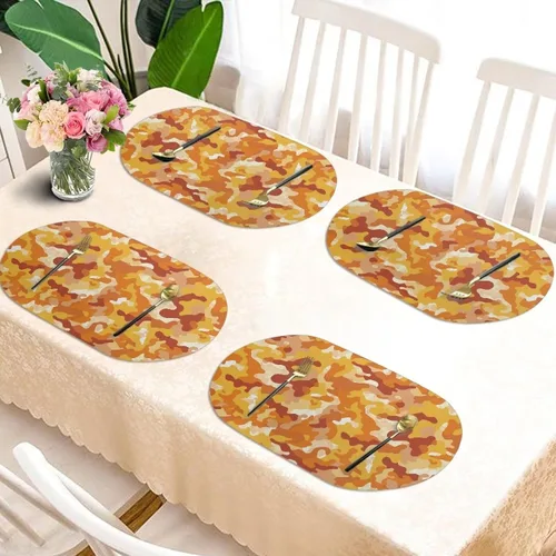 Miniatura 6 de Autumn Placemats Set of 2 Waterproof Wipeable 12X18 Inch Faux Leather Non Slip Heat Resistant Mats for Thanksgiving Dinner Outdoor Decor