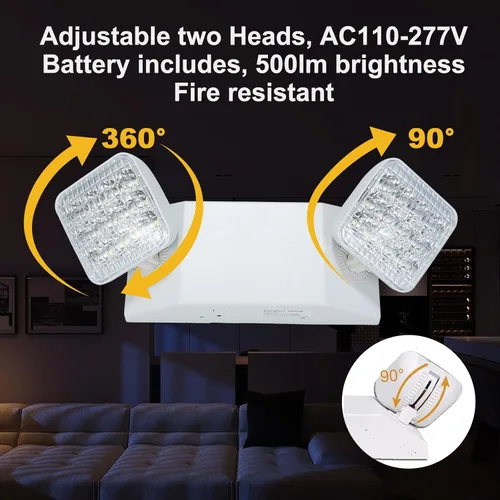 Miniatura 3 de Commercial LED Emergency Lights 24 Pack, Emergency Light with Battery Backup, Adjustable Dual Head Emergency Light Fixture for Home Power Failure