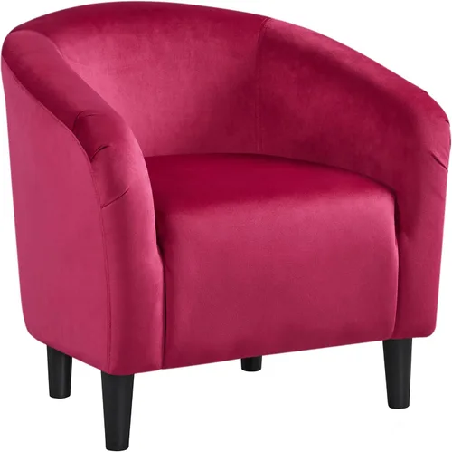 Yaheetech Silla de club, silla decorativa de terciopelo, silla tapizada de barril con reposabrazos y respaldo bajo para sala de estar, dormitorio,