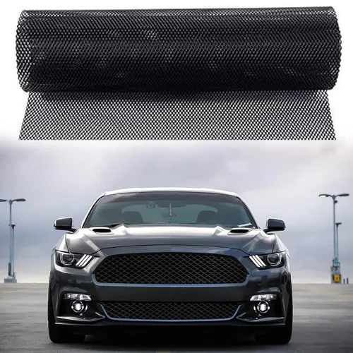 Miniatura 6 de AcbbMNS Rejilla de coche de 39 x 13 pulgadas, agujero de rejilla rombica de 0.118 x 0.236 in, rejilla de rejilla de aleación de aluminio negra