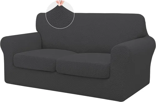 Miniatura 29 de ISSUNTEX - 4 piezas de fundas de sofá de alto estiramiento y espesor, funda suave para sofá con 3 cojines separados, funda elástica de sofá de tela