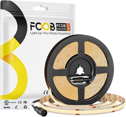 Miniatura 10 de Tira de luces LED COB DC24V de 16.4 pies, 6000 K, blanco frío, 320 LED, flexible, de alta densidad, uniforme, brillante, 9W/m, CRI90+ regulable