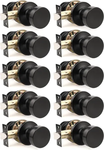 Miniatura 16 de Orger Paquete de 1 pomo de puerta interior negro mate, perilla de puerta de privacidad reversible con cerradura, pomo redondo sin llave para baño