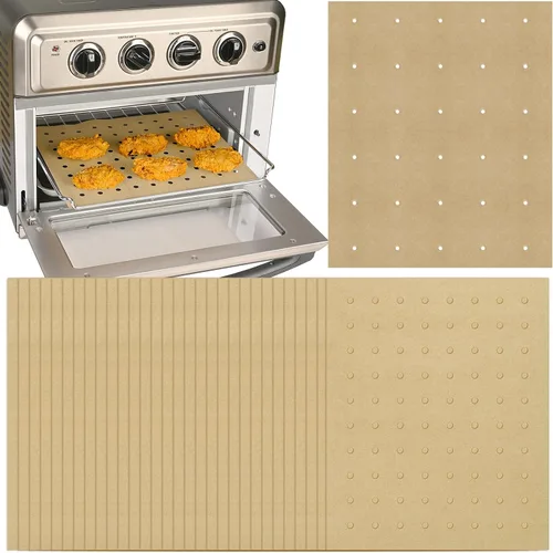 Miniatura 10 de WMKGG Papel pergamino rectangular para freidora de aire, 100 forros desechables perforados para freidora de aire con 2 alfombrillas de parrilla