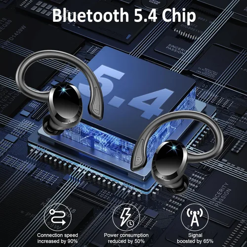 Miniatura 3 de Auriculares inalámbricos deportivos, 2025 auriculares Bluetooth 5.4 con graves 3D, Hi-Fi, estéreo, sobre la oreja, 60H, cancelación de ruido ENC