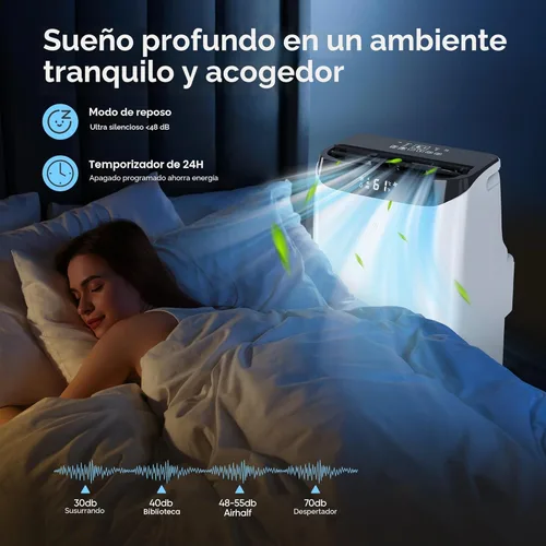 Miniatura 7 de Aire acondicionado portátil de 12,000 BTU que enfría hasta 500 pies cuadrados, unidad de CA portátil 3 en 1 de eficiencia energética con control