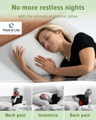 Miniatura 4 de Third of Life Almohada cervical NuMOON Aloe Vera Almohada de espuma viscoelástica para aliviar el dolor de cuello y hombros Durmientes de lado