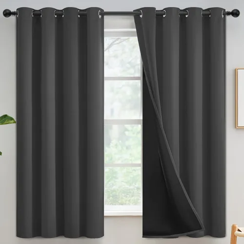 Miniatura 295 de Yakamok Cortinas negras, cortinas de ventana con aislamiento térmico y eficiencia energética para dormitorio, cortinas opacas completas y cortinas