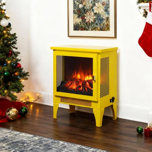 Miniatura 9 de IInnoflame - Estufa eléctrica de chimenea de 17 pulgadas, calentador independiente con llama y tronco realistas, protección contra