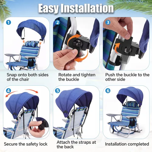 Miniatura 3 de DaisyInner 2 piezas de silla de playa sombrilla plegable extra grande con abrazadera ajustable para playa, camping, pesca, sala de estar al aire