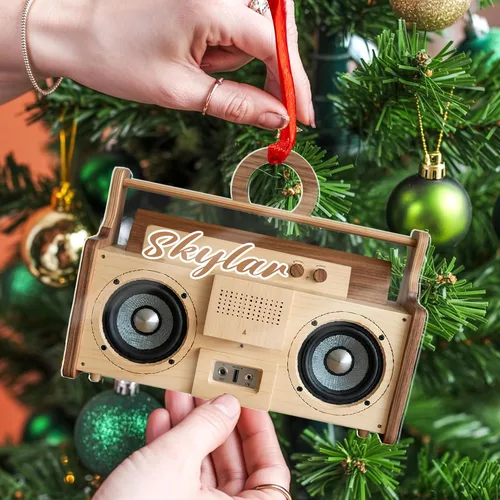 Miniatura 4 de Adorno de radio personalizado 2025, adorno de radio retro personalizado, cinta de cassette, adornos retro, adornos de radio de Navidad, adornos