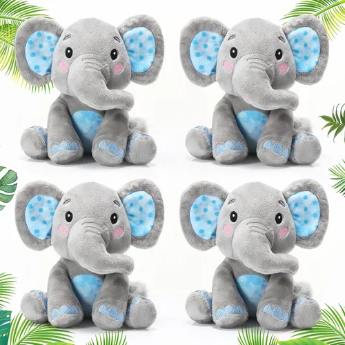 Libima 4 piezas de animales de peluche de elefante pequeño a granel de 6 pulgadas, lindos animales de peluche suaves para niños y niñas, bebés, Azul