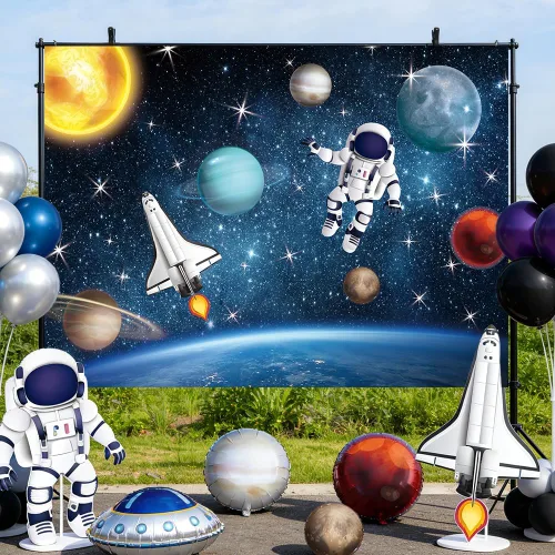Miniatura 5 de AIBIIN Fondo de fotografía del espacio exterior de 7 x 5 pies, universo, planeta, estrella, galaxia, astronauta, cohete, fotografía, fondo
