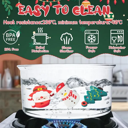 Miniatura 3 de 3 piezas de juguetes de dentición de silicona de Navidad para bebés, mordedores calmantes para la primera Navidad, diseño de muñeco de nieve suave