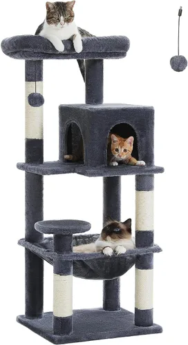 Miniatura 23 de MUTTROS Árbol para gatos de interior, torre para gatos de varios niveles de 44.5 pulgadas con hamaca grande de marco de metal, condominio para gatos