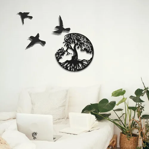 Miniatura 9 de Arte de pared de metal con árbol de la vida, escultura de pared de árbol genealógico, arte de pared moderno para sala de estar, jardín, oficina