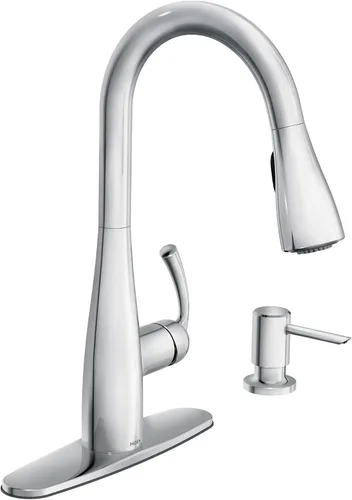 Miniatura 20 de Moen Essie 87014SRS - Juego de grifo de fregadero de cocina con rociador desplegable de acero inoxidable resistente a los puntos con dispensador