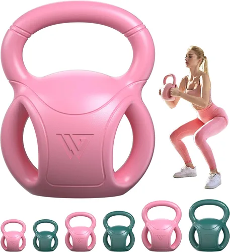 Miniatura 11 de RUNWE - Juego de pesas rusas con 3 asas - Peso para mujeres, opciones de 5, 10, 15 y 20 libras para giros rusos, ejercicio abdominal, levantamiento