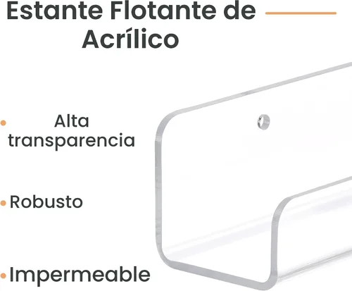 Miniatura 6 de upsimples Paquete de 6 Estantes de Acrílico Transparente, 1.7" x 12" Estanterías de Guardería, Estantería Flotante Pequeña para Niños y Bebés