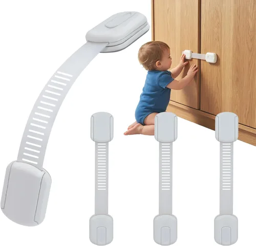 Cerraduras de gabinete a prueba de niños, cerraduras de gabinete a prueba de bebés con adhesivos 3M para refrigerador, horno, armarios, asiento de