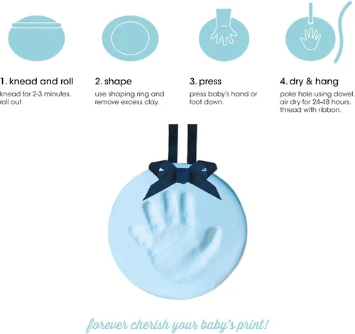 Miniatura 2 de Pearhead Easy DIY Babyprints - Kit de adornos de huellas de bebé con cinta, color azul (paquete de 2)