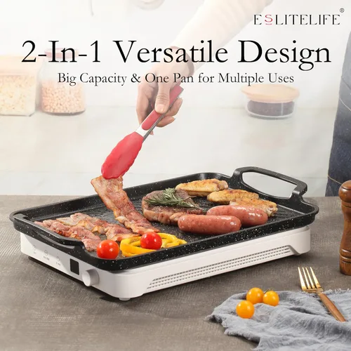 Miniatura 4 de ESLITE LIFE Sartén antiadherente de 11 x 17 pulgadas para cocinar en interiores y exteriores, versátil sartén grande de inducción 2 en 1