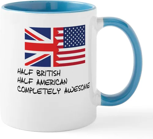Miniatura 84 de CafePress Born American, British By Hea Taza de café de cerámica de 11 oz (11.0 fl oz)