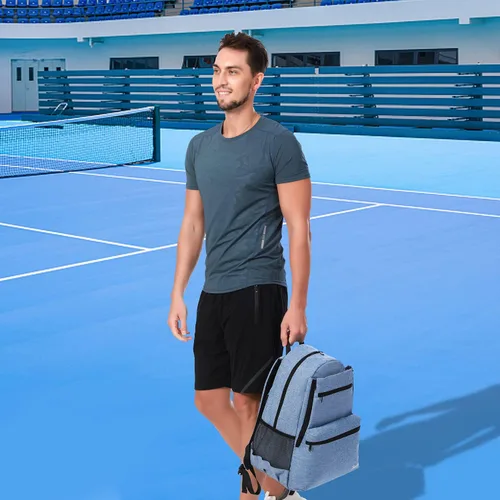 Miniatura 6 de Sucipi Bolsa de Tenis Profesional Mochila de Tenis para Hombres y Mujeres Bolsas de Raqueta con Capacidad para 2 Raquetas con Compartimento Azul