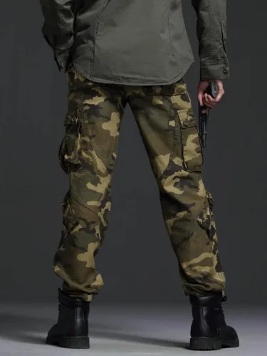 Miniatura 6 de OCHENTA - Pantalón cargo para hombre, estilo militar de combate pantalón casual para el trabajo con 8 bolsillos.