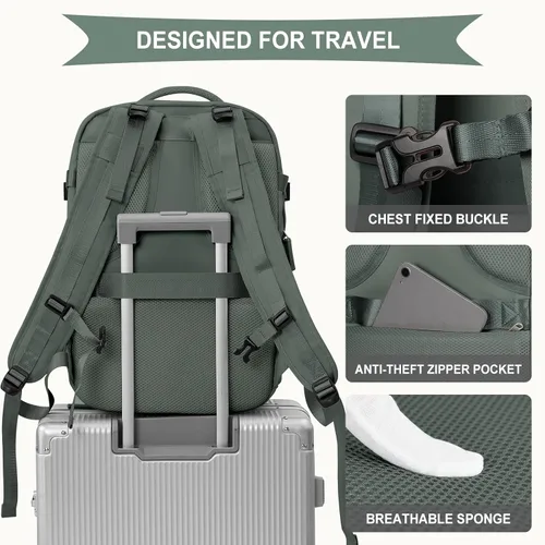 Miniatura 8 de coowoz Mochila de viaje grande para mujeres y hombres, mochila de mano, mochila de senderismo, impermeable, mochila deportiva al aire libre, mochila