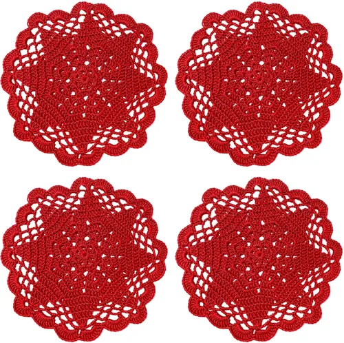 Miniatura 39 de Juego de 2 manteles individuales de encaje con diseño de flores huecas de ganchillo, manteles individuales de encaje para taza de té, aniversario