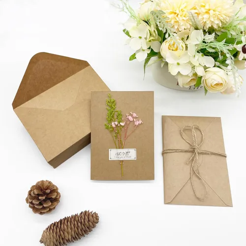 Miniatura 7 de Paquete de 50 tarjetas y sobres en blanco de 4 x 6, tarjetas de felicitación y sobres, tarjetas de felicitación en blanco marrones, cartulina