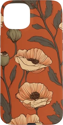 Miniatura 9 de iPhone 16 Floral Pattern Poppies Terracotta Poppy Flower Case