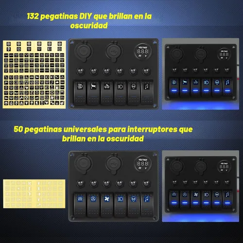 Miniatura 5 de Nilight Panel de interruptor basculante de 6 bandas, paneles de aluminio precableados impermeables con PD tipo C y encendedor de cigarrillos USB