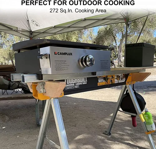 Miniatura 2 de Camplux Parrilla de Propano de Gas, Estación de Parrilla Plana para Cocina, Acampar, Exteriores, Mesa - Parrilla BBQ de Acero Inoxidable