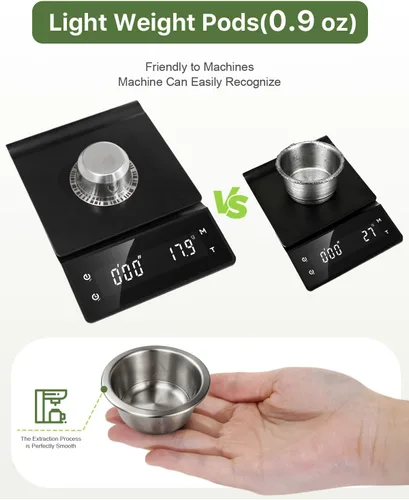 Miniatura 3 de Grasseed Cápsula Vertuo recargable, kit de cápsulas Vertuo de acero inoxidable reutilizable con 40 tapas de aluminio, cuchara, cepillo, preparación