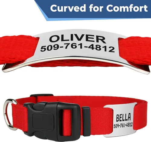 Miniatura 6 de GoTags Collar reflectante para perro con placa de identificación personalizada, collar de perro ajustable con placa de identificación de mascota