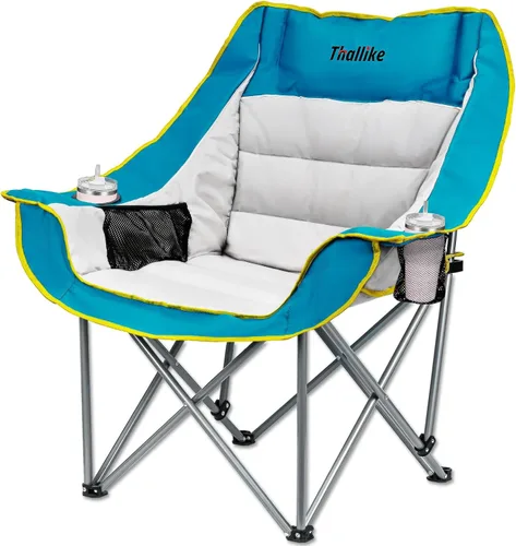 Miniatura 14 de Silla de campamento de gran tamaño para adultos – Silla plegable resistente con portavasos, bolsillo de almacenamiento y bolsa de transporte – Silla