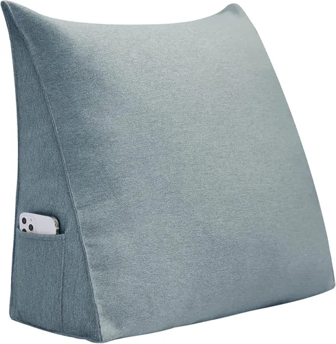 Miniatura 8 de Johnear Almohada triangular para cabecero, almohada de cuña de algodón y lino, almohada grande para respaldo de lectura para sofá y cama, soporte