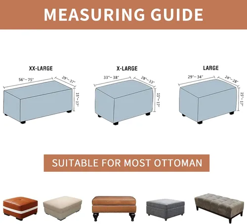 Miniatura 4 de Eco-Ancheng Funda elástica para silla, funda otomana rectangular de almacenamiento, funda otomana para reposapiés, fundas otomanas para taburete