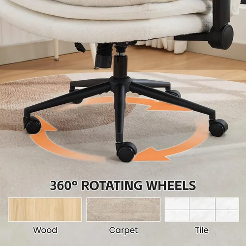Miniatura 7 de Silla cruzada con brazos abatibles, silla ancha con patas cruzadas con cojín de 3 capas, silla ergonómica de escritorio de oficina con ruedas, silla
