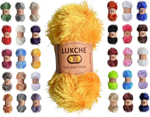 Miniatura 17 de Hilo de Pelo de Pestañas de Diversión de Lana de Felpa Premium 100% Poliéster 164 Yardas (150 Mt), 3.53 Oz (100 Gr) Hilo de Crochet Colorido DIY